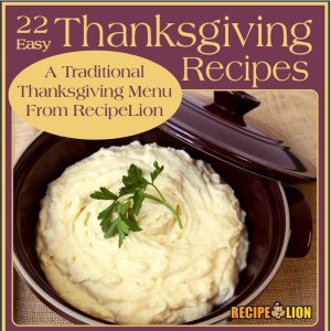 Cover of the eBook “22 Easy Thanksgiving Recipes” showing a bowl of creamy mashed potatoes garnished with parsley on a rustic background.