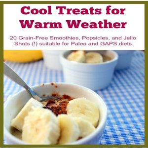 Cover of the eBook “20 Cool Treats for Warm Weather” showing banana and cinnamon dessert cups on a blue checkered tablecloth.